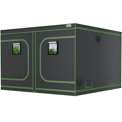 10x10 Growzelt, 120'' x 120'' x 80'', hochreflektierendes 600D Mylar Hydroponisches Growzelt mit Beobachtungsfenster, Werkzeugtasche und Bodenwanne für den Indoor-Pflanzenanbau